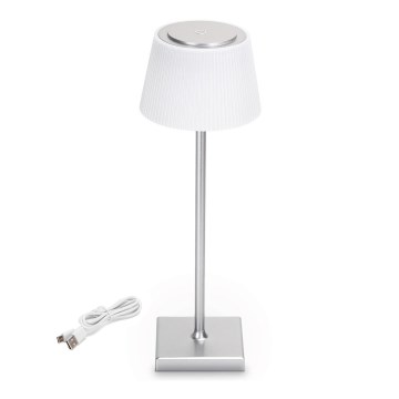 Aigostar - LED Spoljašnja prigušiva punjiva stona lampa LED/4W/5V 3600mAh bela/krom IP54
