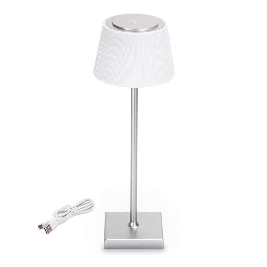 Aigostar - LED Spoljašnja prigušiva punjiva stona lampa LED/4W/5V 3600mAh bela/krom IP54