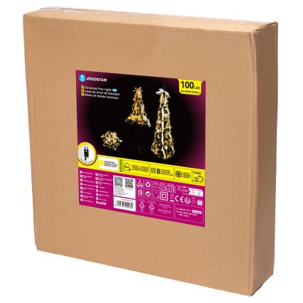 Aigostar - LED spoljašnja božićna jelka 100xLED 1,5m IP44 bela/zlatna topla bela