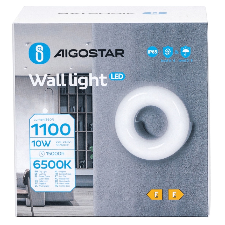 Aigostar - LED Spoljašnje zidno svetlo LED/10W/230V 6500K IP65 crni