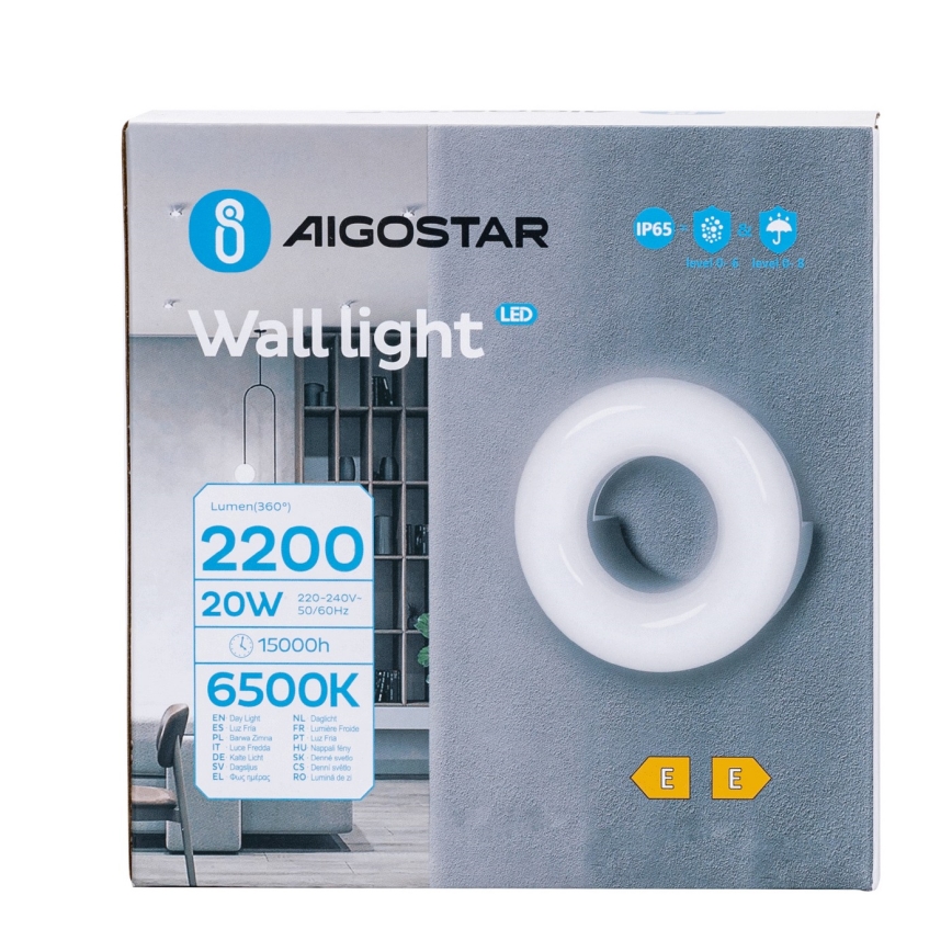 Aigostar - LED Spoljašnje zidno svetlo LED/20W/230V 6500K IP65 crni