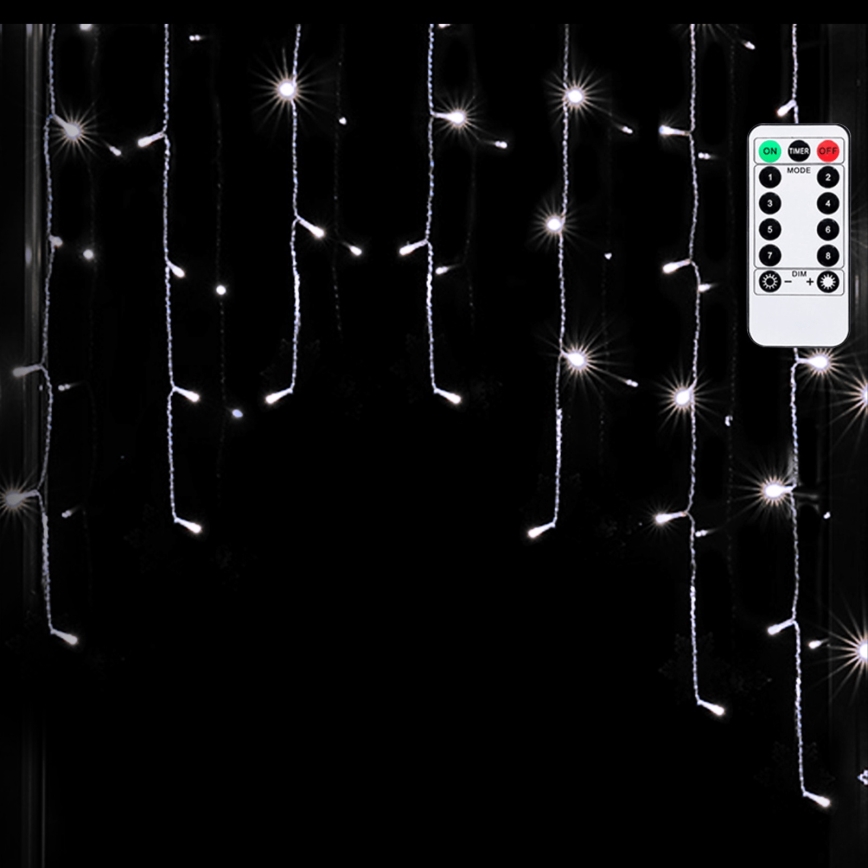 Aigostar - LED spoljašnja božićna girlanda 200xLED/6W/230V/8 funkcija 3x1m IP44 hladno bela + daljinski upravljač