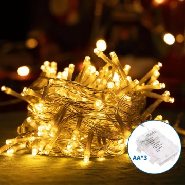 Aigostar - LED spoljašnji božićni lanac 50xLED/8 funkcija 3xAA 5,3m IP44 topla bela