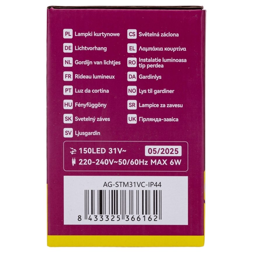 Aigostar - LED spoljašnja božićna girlanda 150xLED/6W/230V/8 funkcija 1,5x1m IP44 topla bela + daljinski upravljač