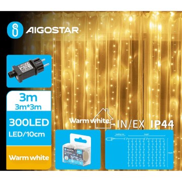 Aigostar - LED spoljašnji božićni niz, 300 LED, 8 funkcija, 6x3 m, IP44, topla bela