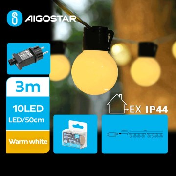 Aigostar - LED Spoljašnji dekorativni lanac 10xLED/3m IP44 topla bela