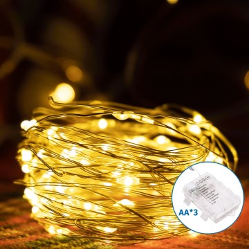 Aigostar -LED spoljna božićna girlanda 100xLED/8 funkcija 3xAA 10,3m IP44 topla bela