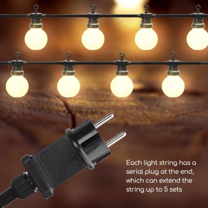 Aigostar - LED spoljna dekorativna girlanda 10xLED/8m IP44 topla bela