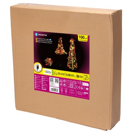 Aigostar - LED spoljašnje božićno drvo 100xLED 1,5m IP44 crvena/zlatna topla bela