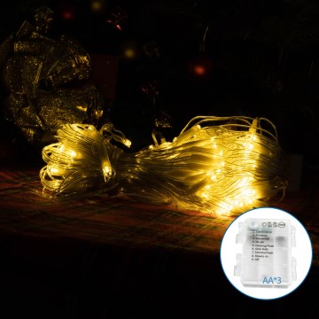 Aigostar-LED Spoljni božićni lanac 100xLED/8 funkcija 3xAA 8x0,6m IP44 topla bela