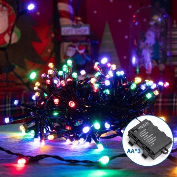 Aigostar - LED spoljni božićni lanac 300xLED/8 funkcija 3xAA 15,3m IP44 višebojno