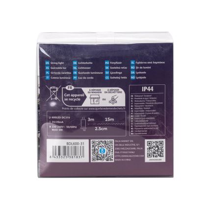 Aigostar - LED spoljni božićni lanac 600xLED/8 funkcija 18m IP44 topla bela