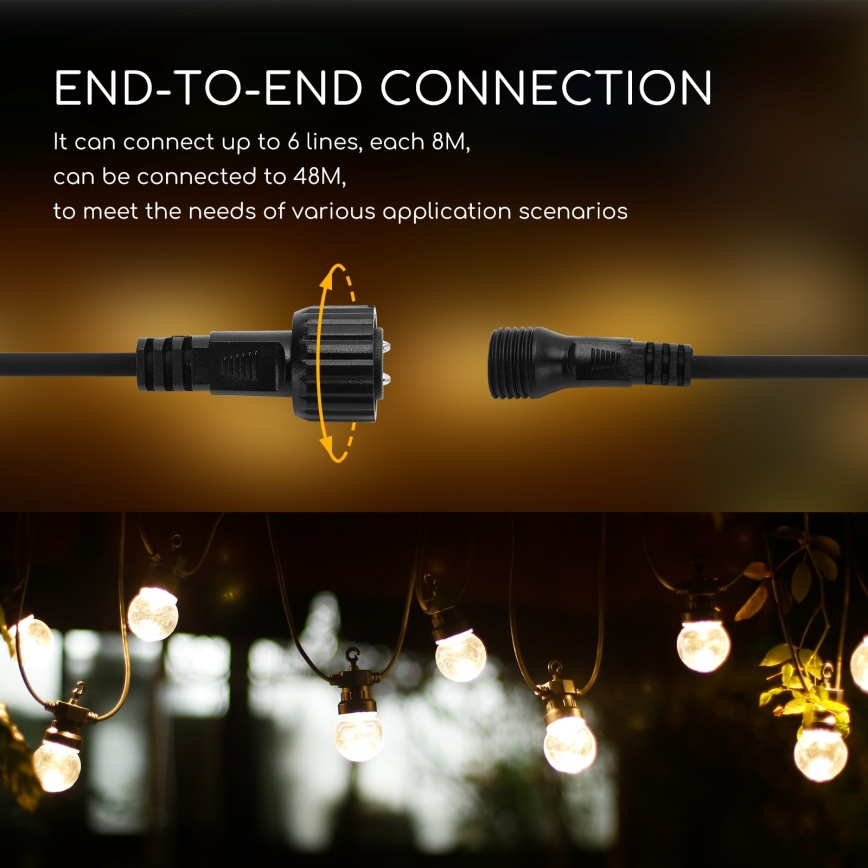 Aigostar - LED spoljni dekorativni lanac 10xLED/8m IP44 topla bela