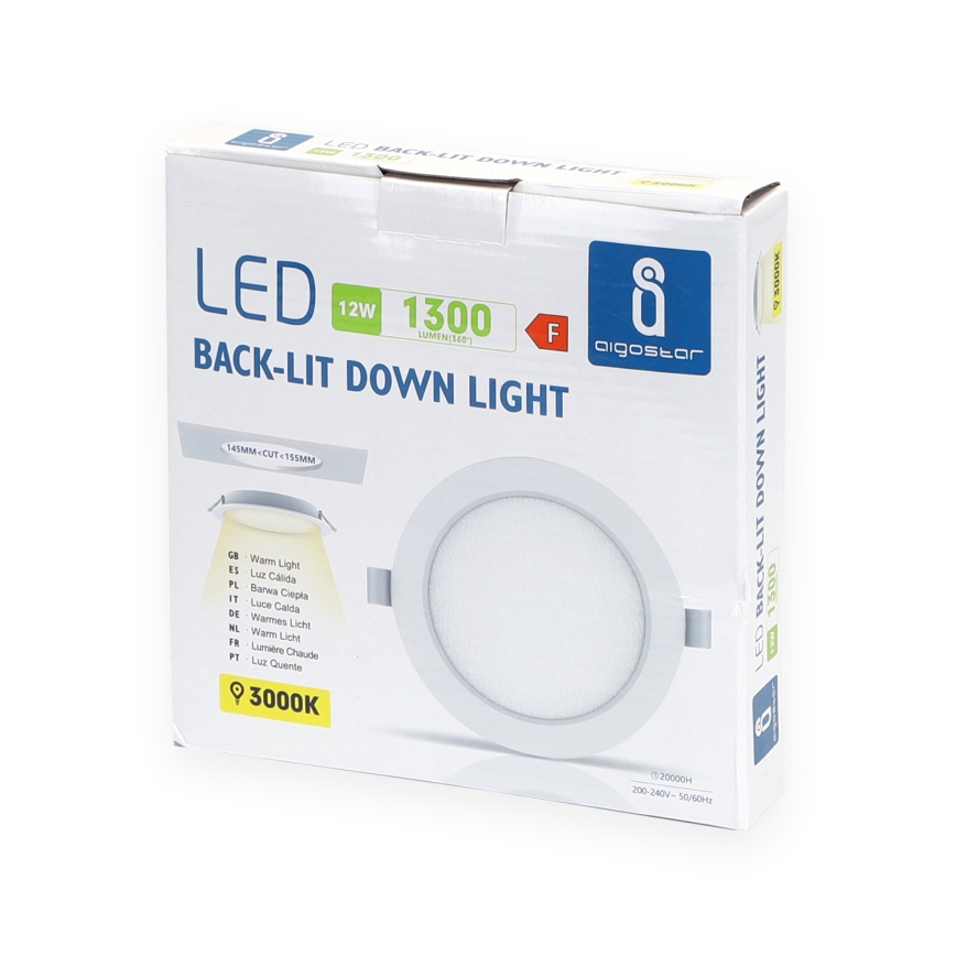 Aigostar - LED Ugradbena lampa LED/12W/230V 3000K pr. 17,5 cm bela