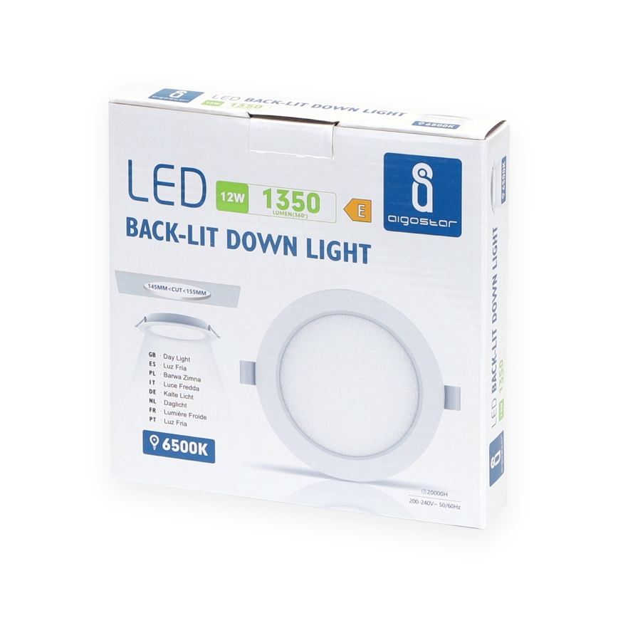 Aigostar - LED Ugradbena lampa LED/12W/230V 6500K pr. 17,5 cm bela