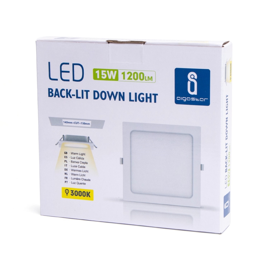Aigostar - LED Ugradbena lampa LED/15W/230V 17,5x17,5 cm 3000K bela