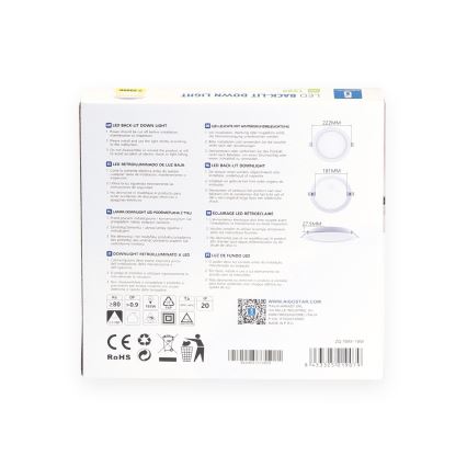 Aigostar - LED Ugradbena lampa LED/18W/230V 3000K pr. 27,5 cm bela