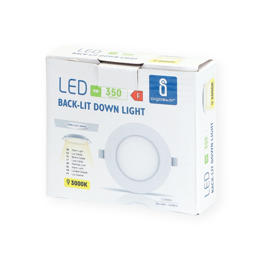 Aigostar - LED Ugradbena lampa LED/4W/230V 3000K pr. 9,8 cm bela