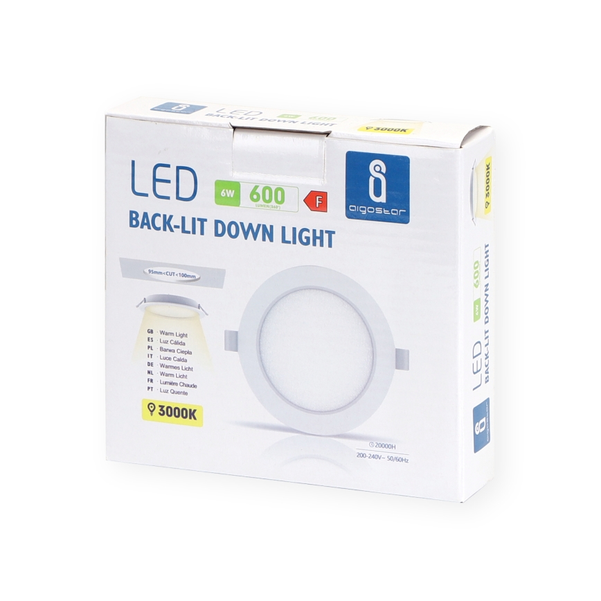 Aigostar - LED Ugradbena lampa LED/6W/230V 3000K pr. 11,8 cm bela