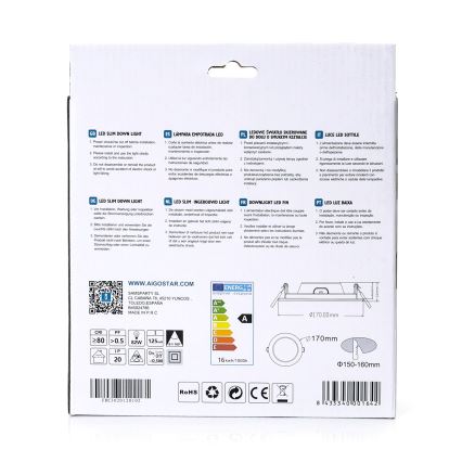 Aigostar - LED Ugradbena lampa ULTRATHIN LED/16W/230V 6000K bela