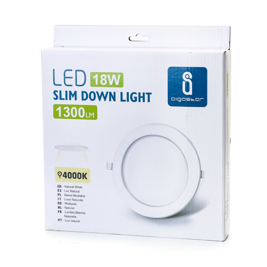 Aigostar - LED Ugradbena lampa ULTRATHIN LED/18W/230V 4000K bela
