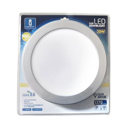 Aigostar - LED Ugradbena lampa ULTRATHIN LED/20W/230V 3000K mat krom