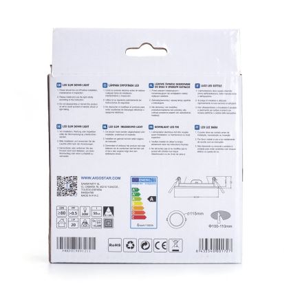 Aigostar - LED Ugradbena lampa ULTRATHIN LED/6W/230V 3000K bela