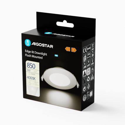 Aigostar - LED Ugradbena lampa ULTRATHIN LED/9W/230V 4000K bela