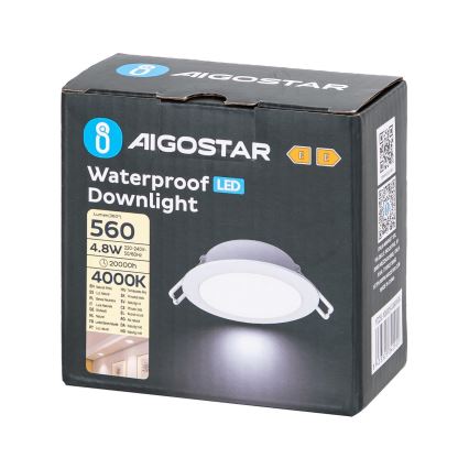 Aigostar - LED Ugradbena lampa za kupatilo LED/4,8W/230V 4000K bela IP65