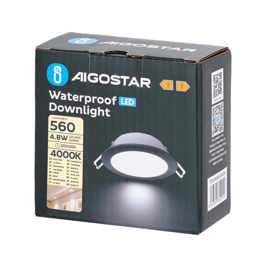 Aigostar - LED Ugradbena lampa za kupatilo LED/4,8W/230V 4000K crno IP65