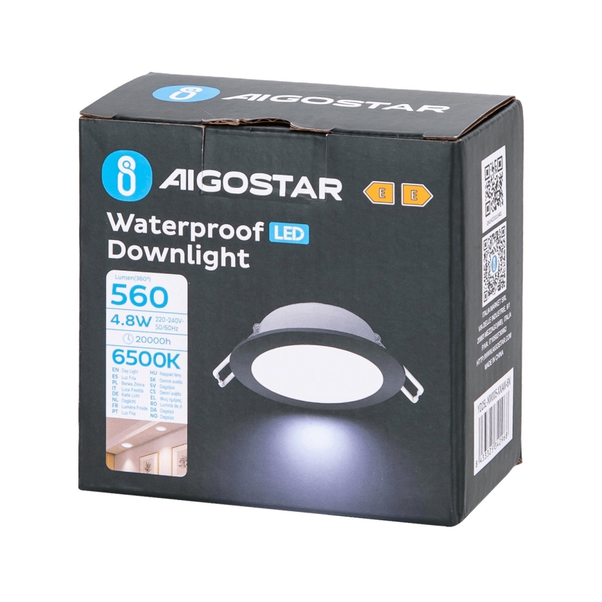 Aigostar - LED Ugradbena lampa za kupatilo LED/4,8W/230V 6500K crno IP65