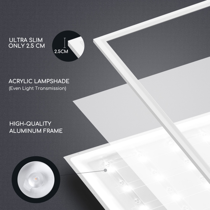 Aigostar - LED Ugradbeni panel LED/40W/230V 3000K/4000K/6500K 60x60cm bela