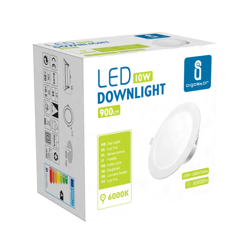 Aigostar - LED ugradna svetiljka za kupatilo LED/10W/230V 6000K IP44 prečnik 11,5 cm bela