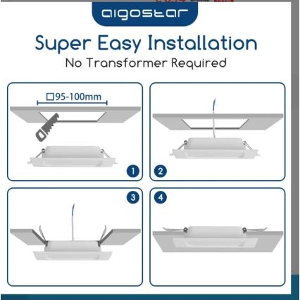 Aigostar - LED ugradno svetlo/6W/230V 3000K 12x12 cm belo