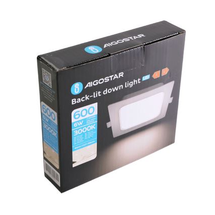 Aigostar - LED ugradno svetlo/6W/230V 3000K 12x12 cm belo