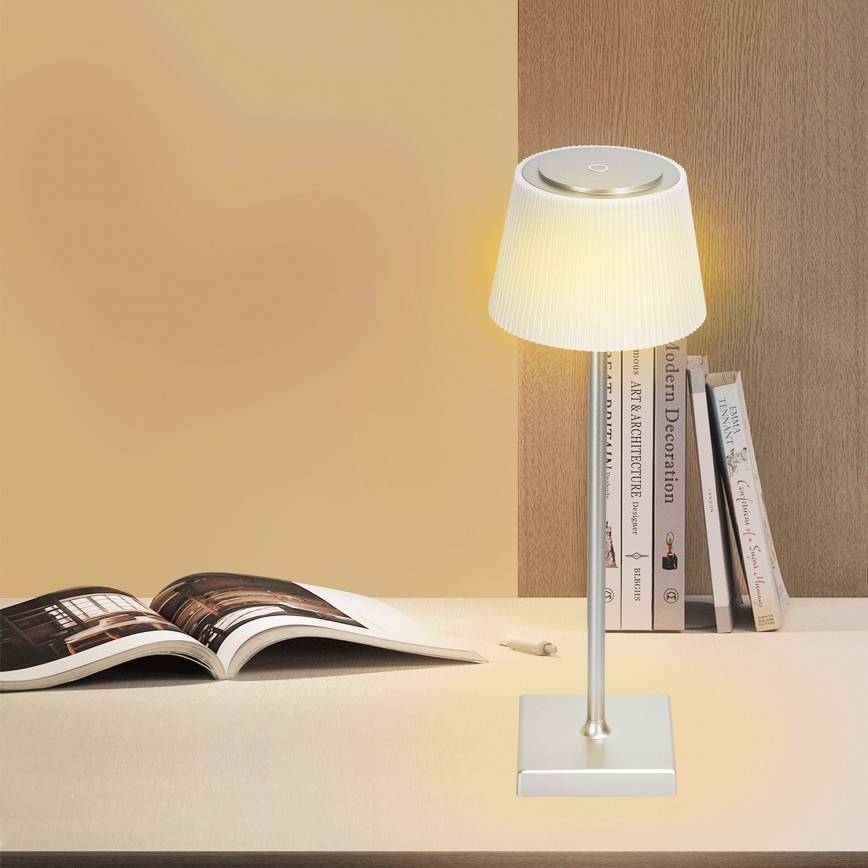 Aigostar - LED Spoljašnja prigušiva punjiva stona lampa LED/4W/5V 3600mAh bela/krom IP54