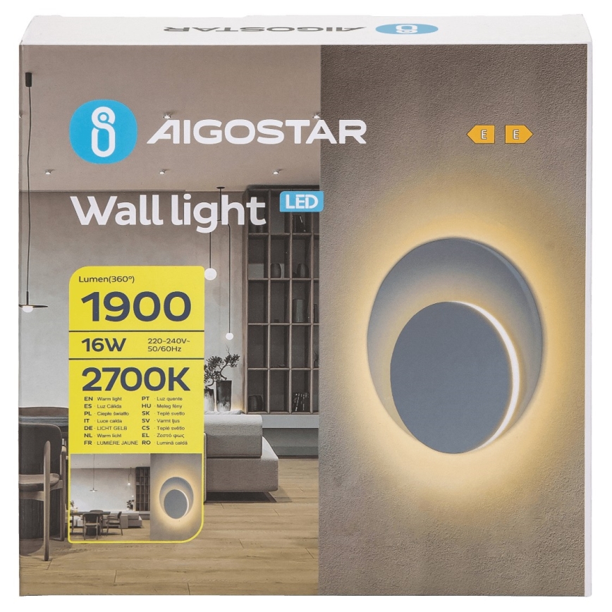 Aigostar - LED Zidna lampa LED/16W/230V 2700K bela