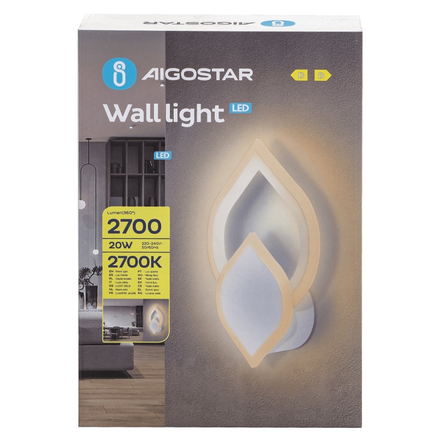 Aigostar - LED Zidna lampa LED/20W/230V 2700K bela