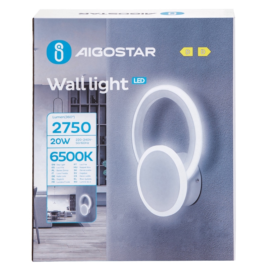 Aigostar - LED Zidna lampa LED/20W/230V 6500K bela