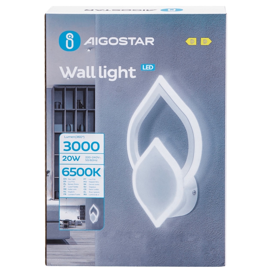 Aigostar - LED Zidna lampa LED/20W/230V 6500K bela