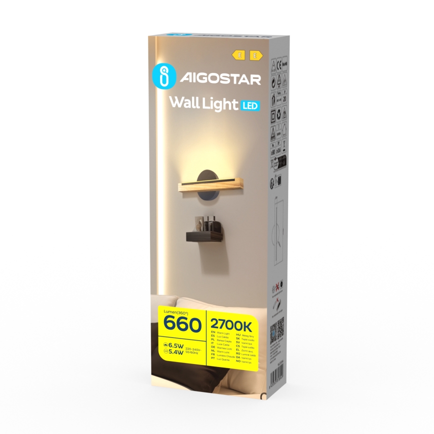 Aigostar - LED Zidna lampa LED/6,5W/230V 2700K