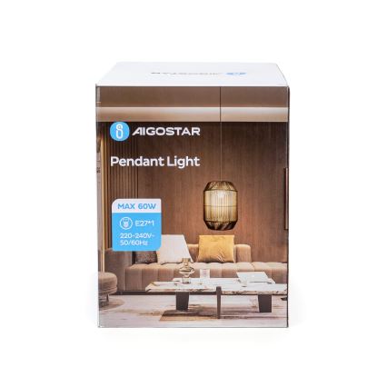 Aigostar - Luster na sajli 1xE27/60W/230V crno