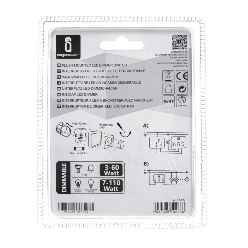 Aigostar - Okretni prigušivač 110W/230V bela