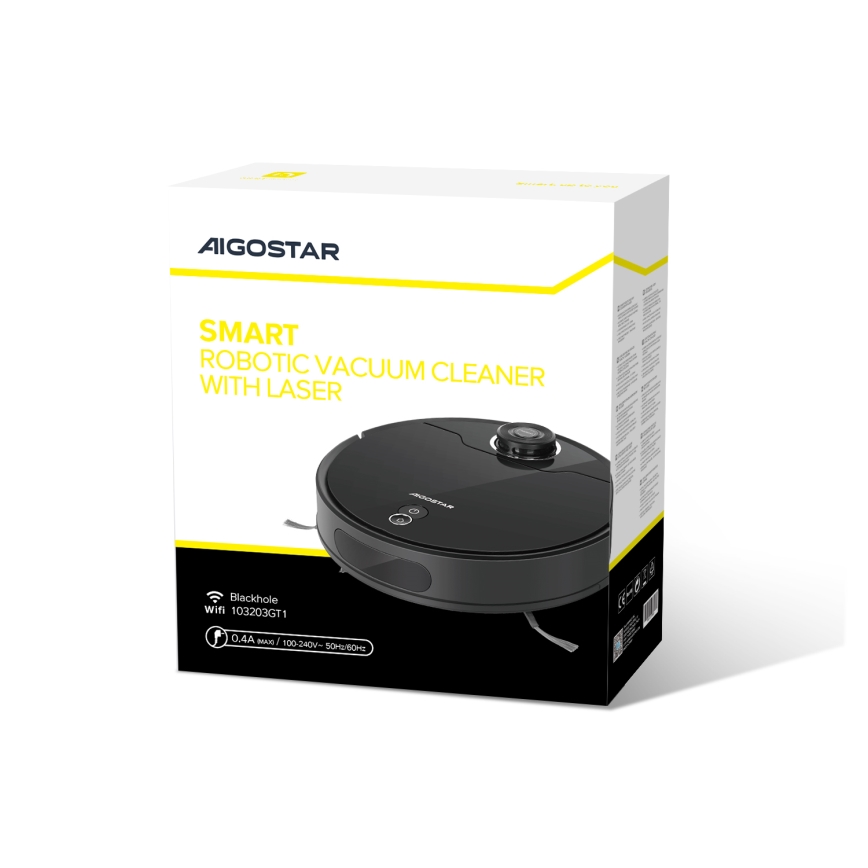 Aigostar - Pametni robotski usisivač 2u1 12W/230V 3300mAh Wi-Fi crna