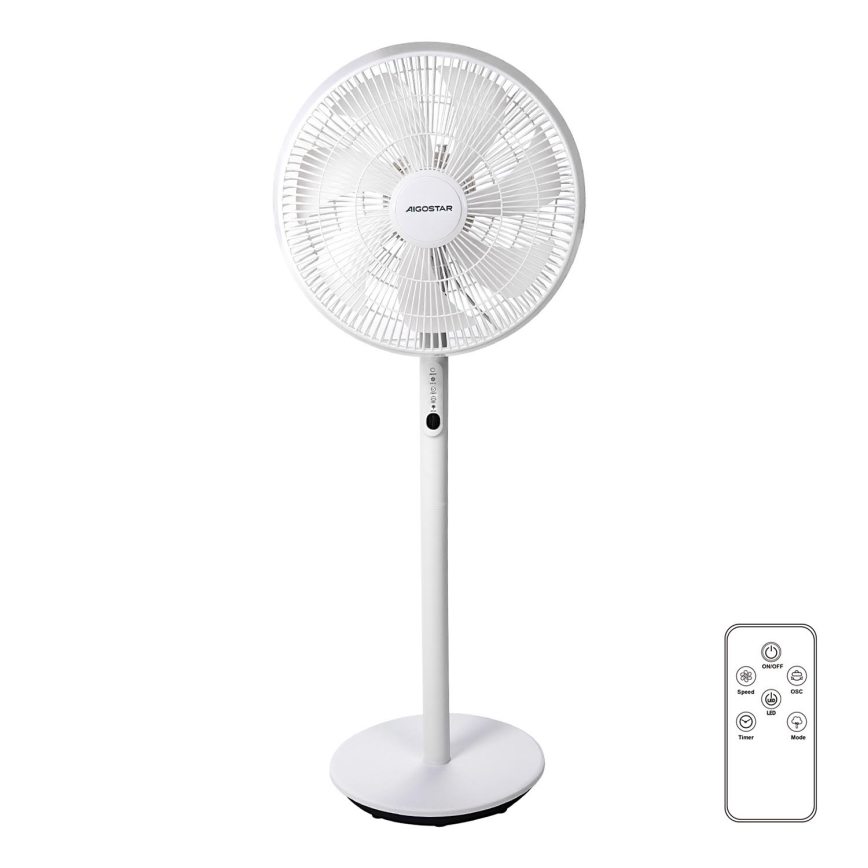 Aigostar - Podni ventilator 45W/230V bela + Daljinski upravljač