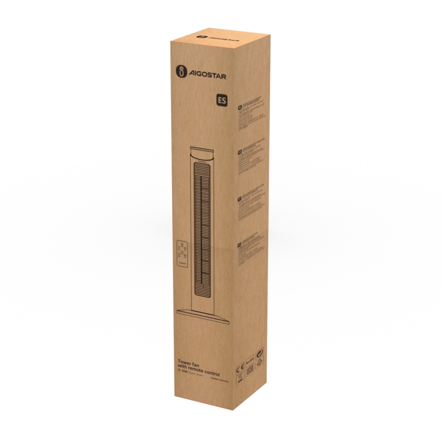 Aigostar - Podni ventilator 45W/230V crni + daljinski upravljač