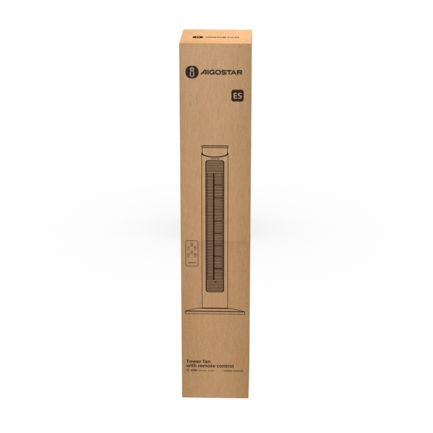Aigostar - Podni ventilator 45W/230V crni + daljinski upravljač