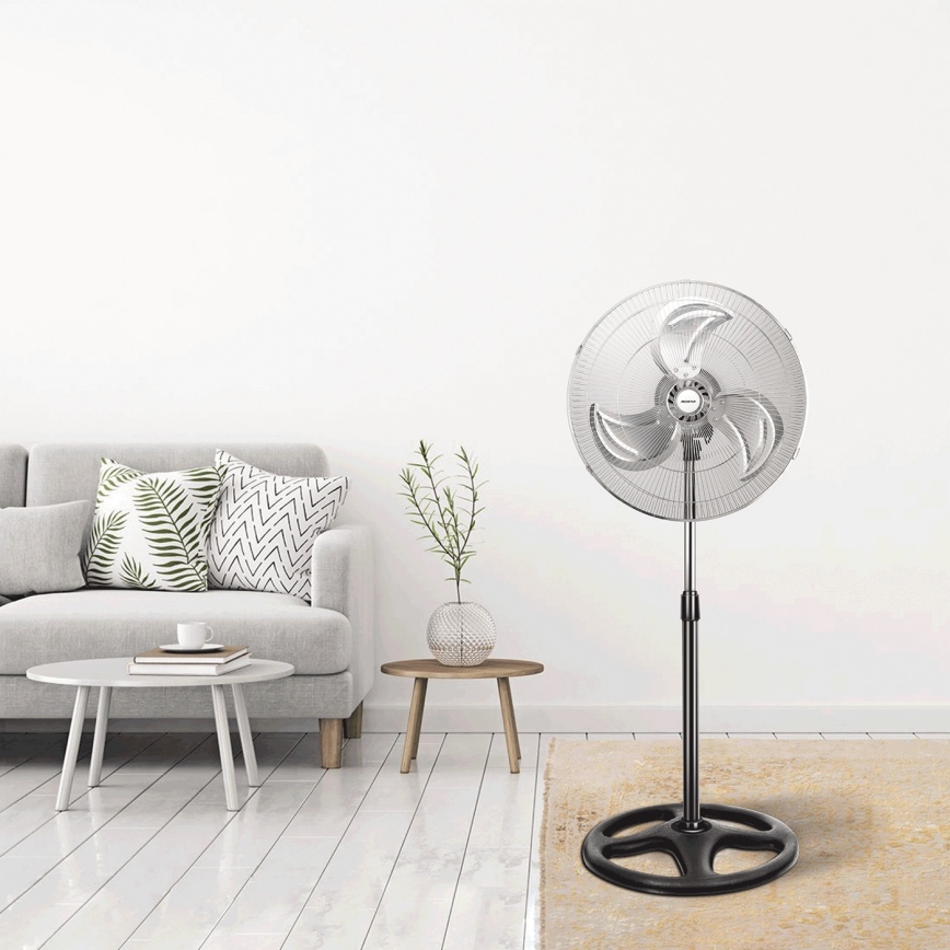 Aigostar - Podni ventilator 55W/230V krom/crno