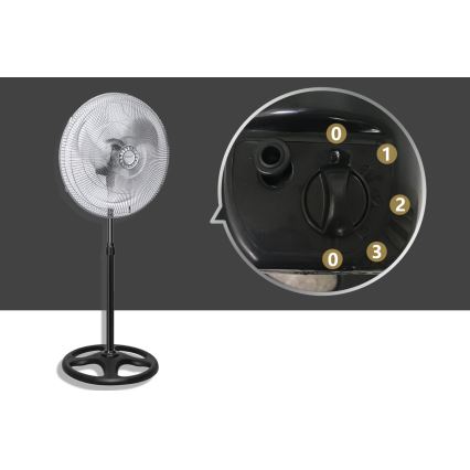 Aigostar - Podni ventilator 55W/230V krom/crno