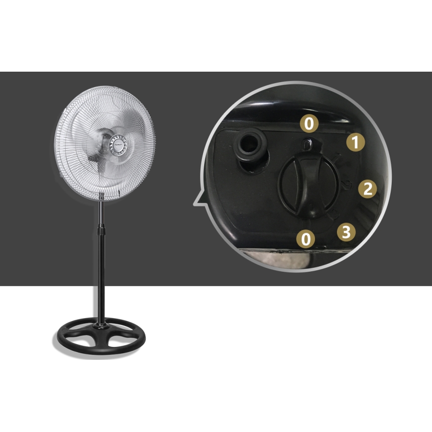 Aigostar - Podni ventilator 55W/230V krom/crno